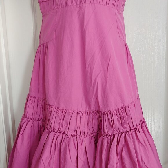 Silvia Tcherassi Fuchsia Designer Garden Party Resort Wear Tiered Chic Dress M - Picture 7 of 15